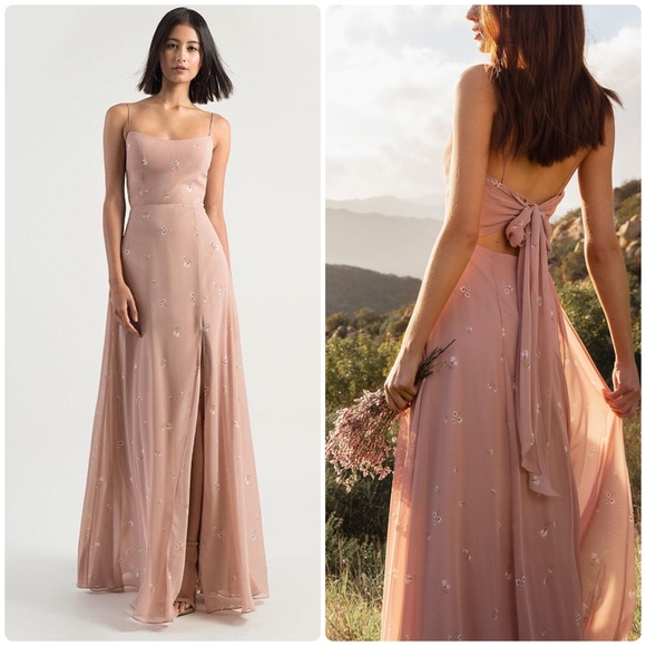 kiara bow back chiffon evening dress